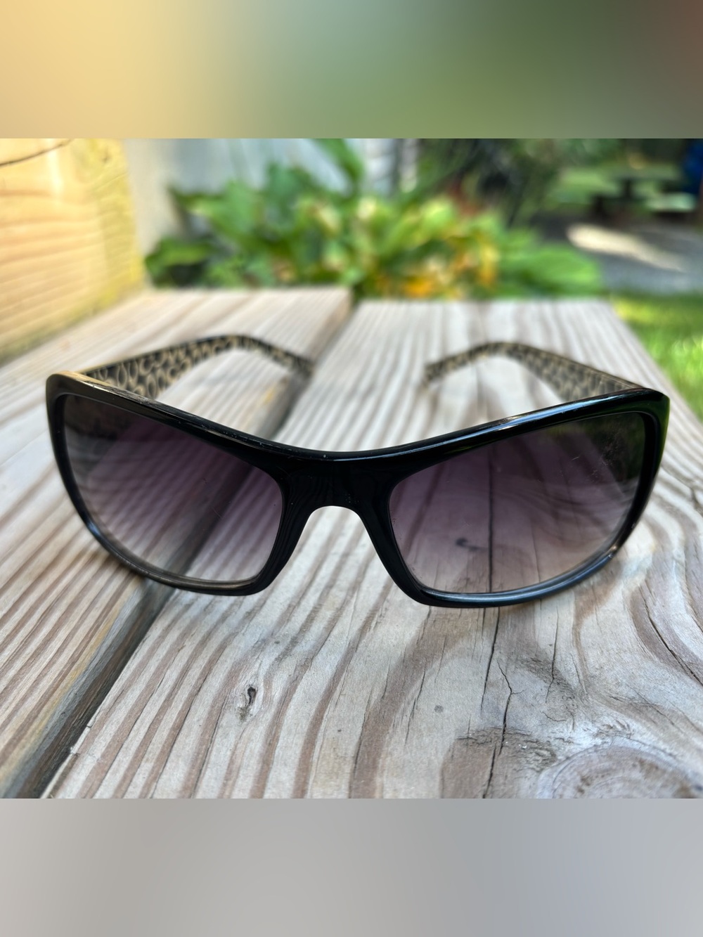 Coach Black Frame Sunglasses with Gradient Gray Lenses